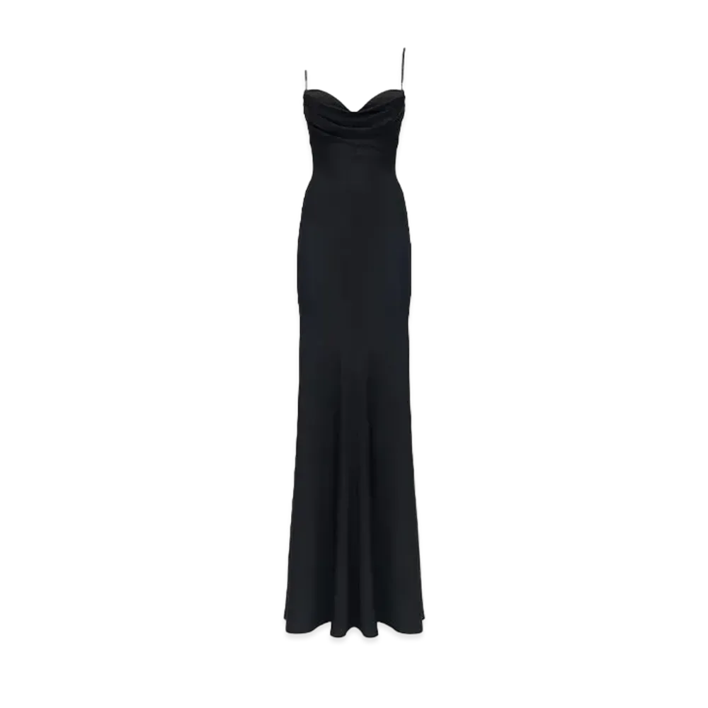 Alexander McQUEEN Draped Neckline Evening Dress "Black"