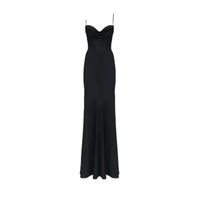 Alexander McQUEEN Draped Neckline Evening Dress "Black"