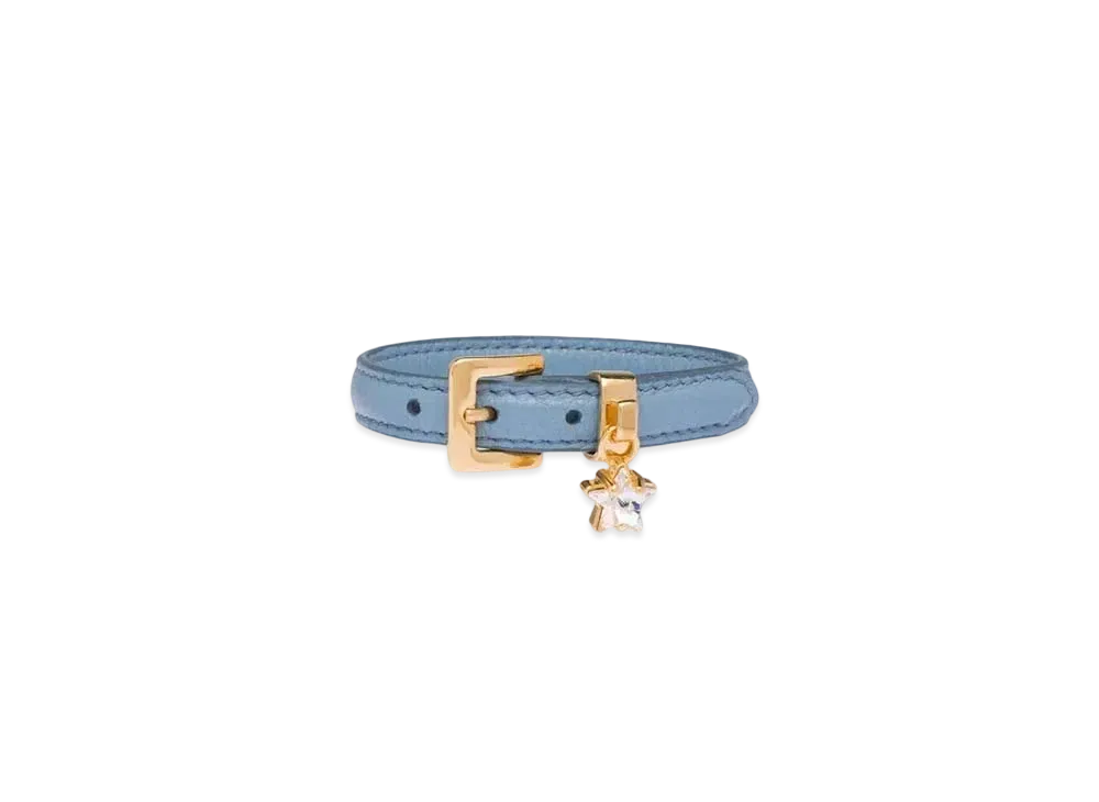MIU MIU Madras Leather Bracelet "Light Blue"