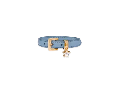 MIU MIU Madras Leather Bracelet "Light Blue"