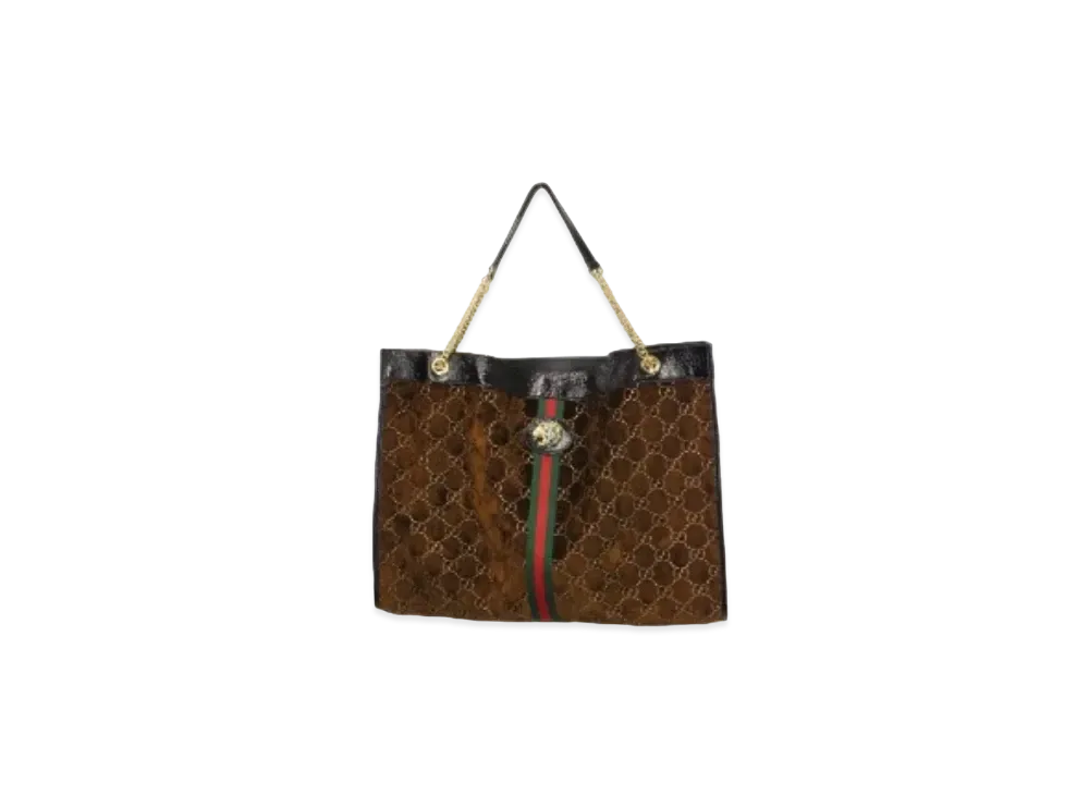 GUCCI Raja Velvet Tote Bag "Brown"