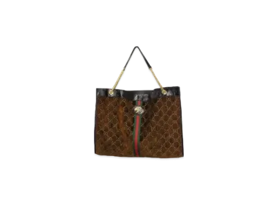GUCCI Raja Velvet Tote Bag "Brown"