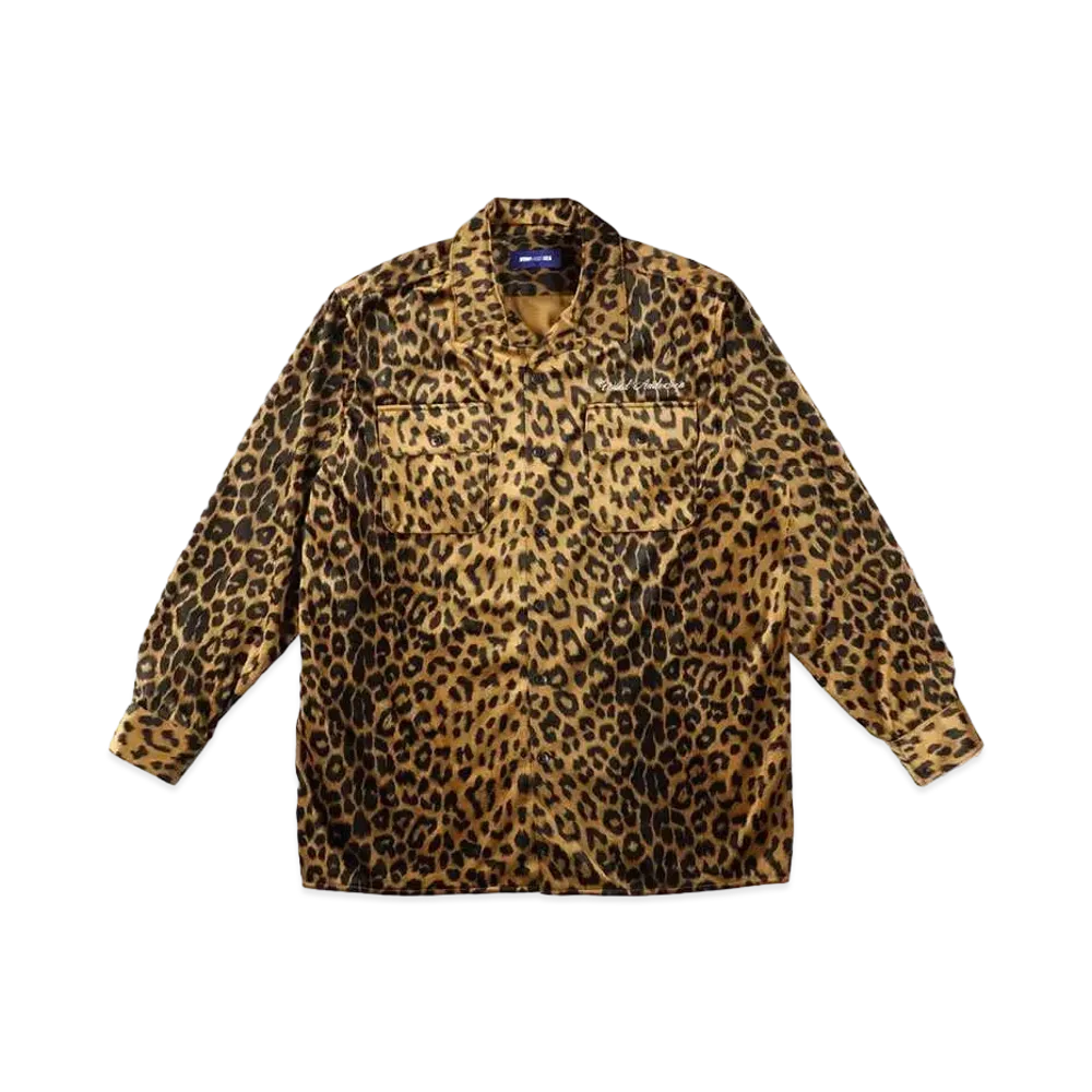 WIND AND SEA Brushed Leopard Open Collar Shirt "Brown Leopard"