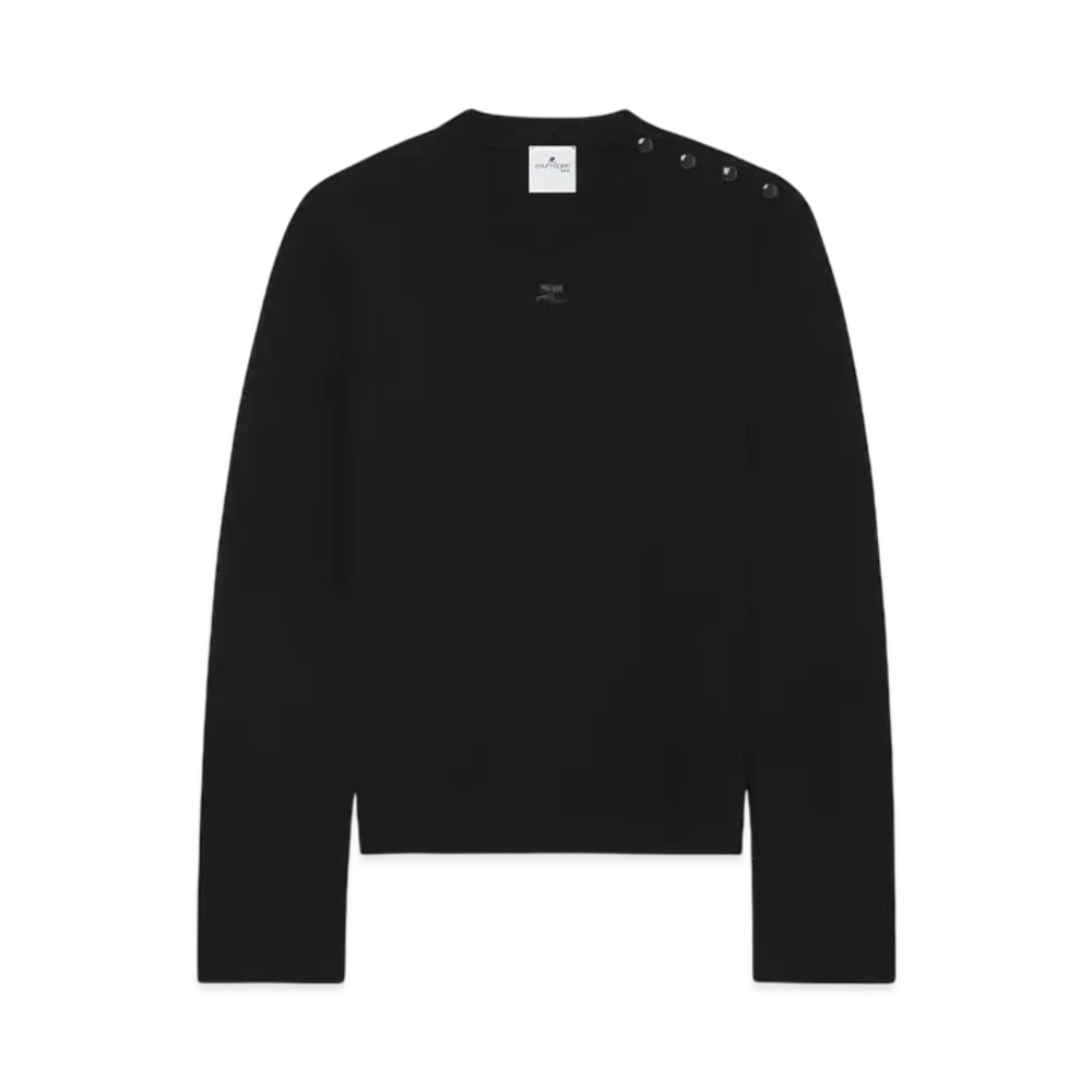 Courreges Shoulder Snaps Sweater "Black"