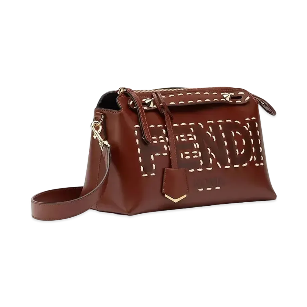 FENDI By The Way Medium Leather Boston Bag "Brown"