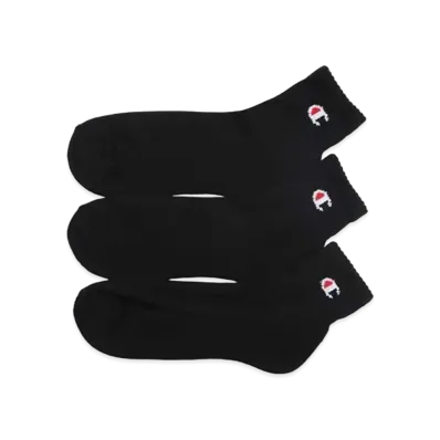 Champion 3Pair Quarter Length Socks (Half Pile) "Black"