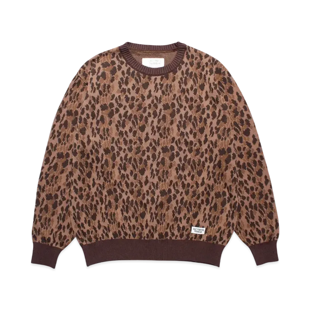 WACKO MARIA Leopard Jacquard Knit Sweater "Brown"