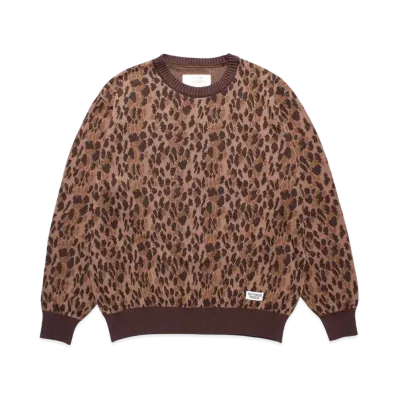 WACKO MARIA Leopard Jacquard Knit Sweater "Brown"