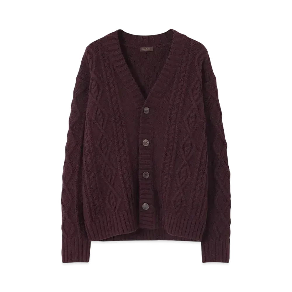 Paul Smith Cable Cardigan Knit "Bordeaux"