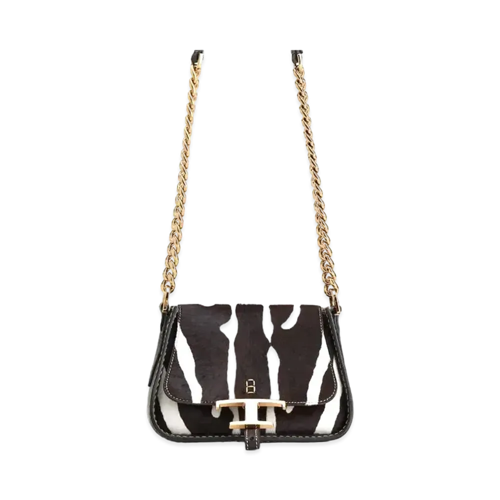 TOD'S Timeless Crossbody Bag Micro In Leather "Brown/White"