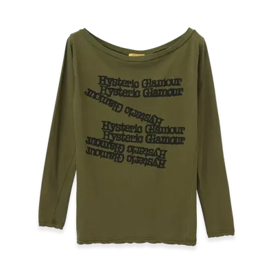 HYSTERIC GLAMOUR Women's Hysteric Glamour Typewriter Logo T-Shirt "Khaki"