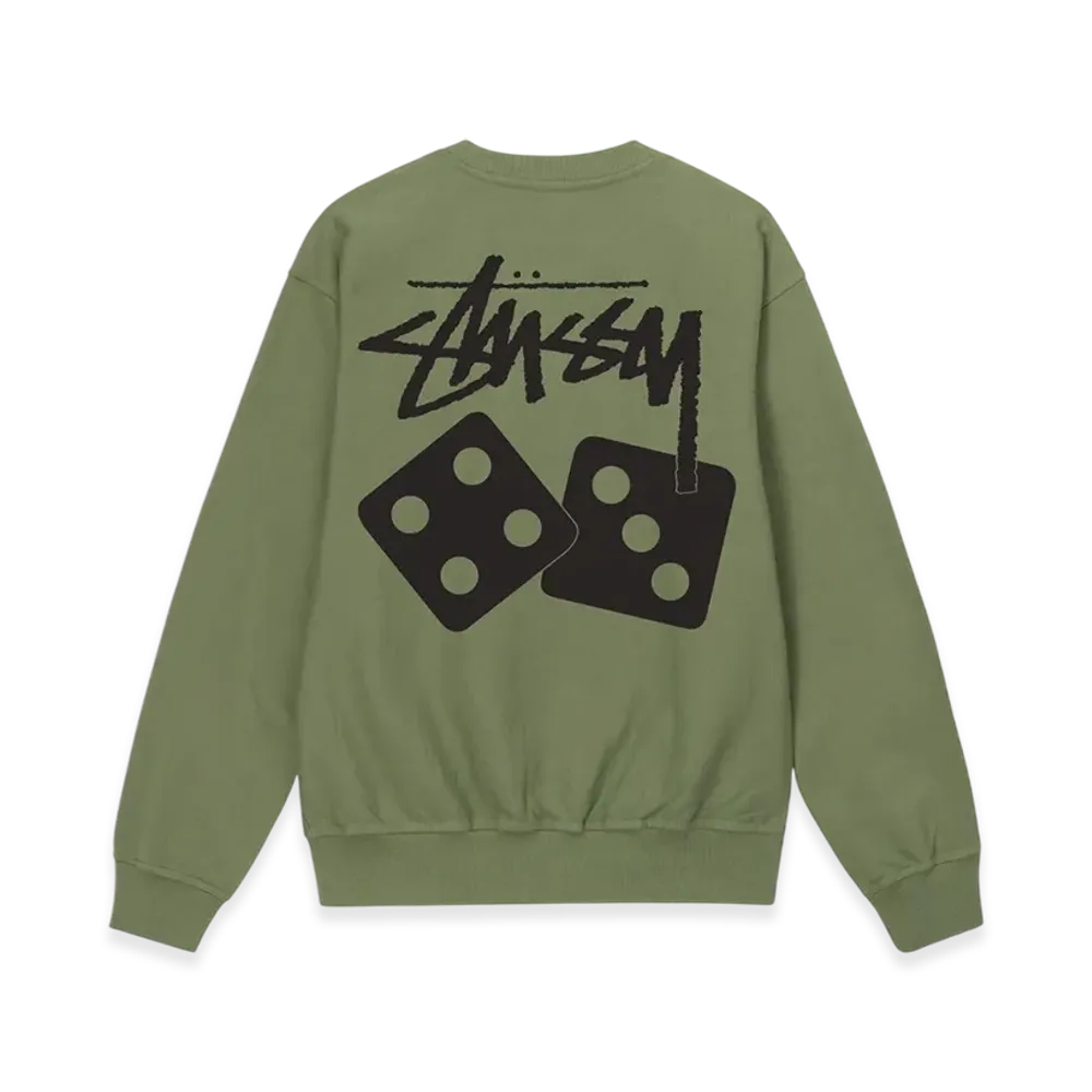 Stussy Dice Pigment Dyed Crew "Artichoke"