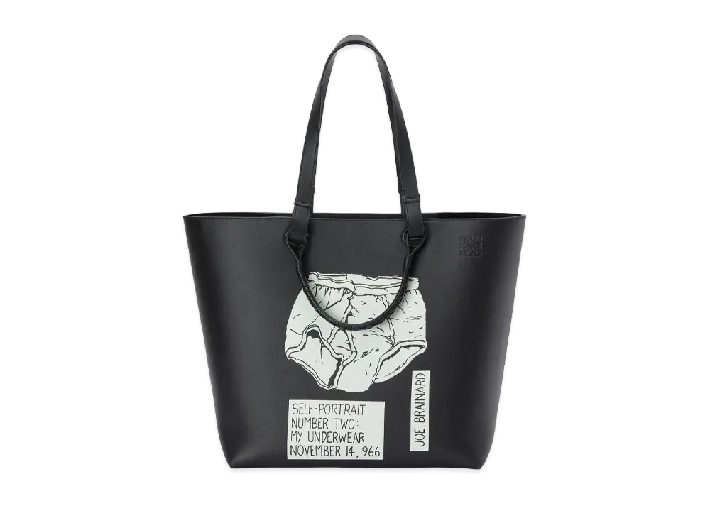 LOEWE Underwear Large Double Handle Tote In Classic Calfskin "Black"