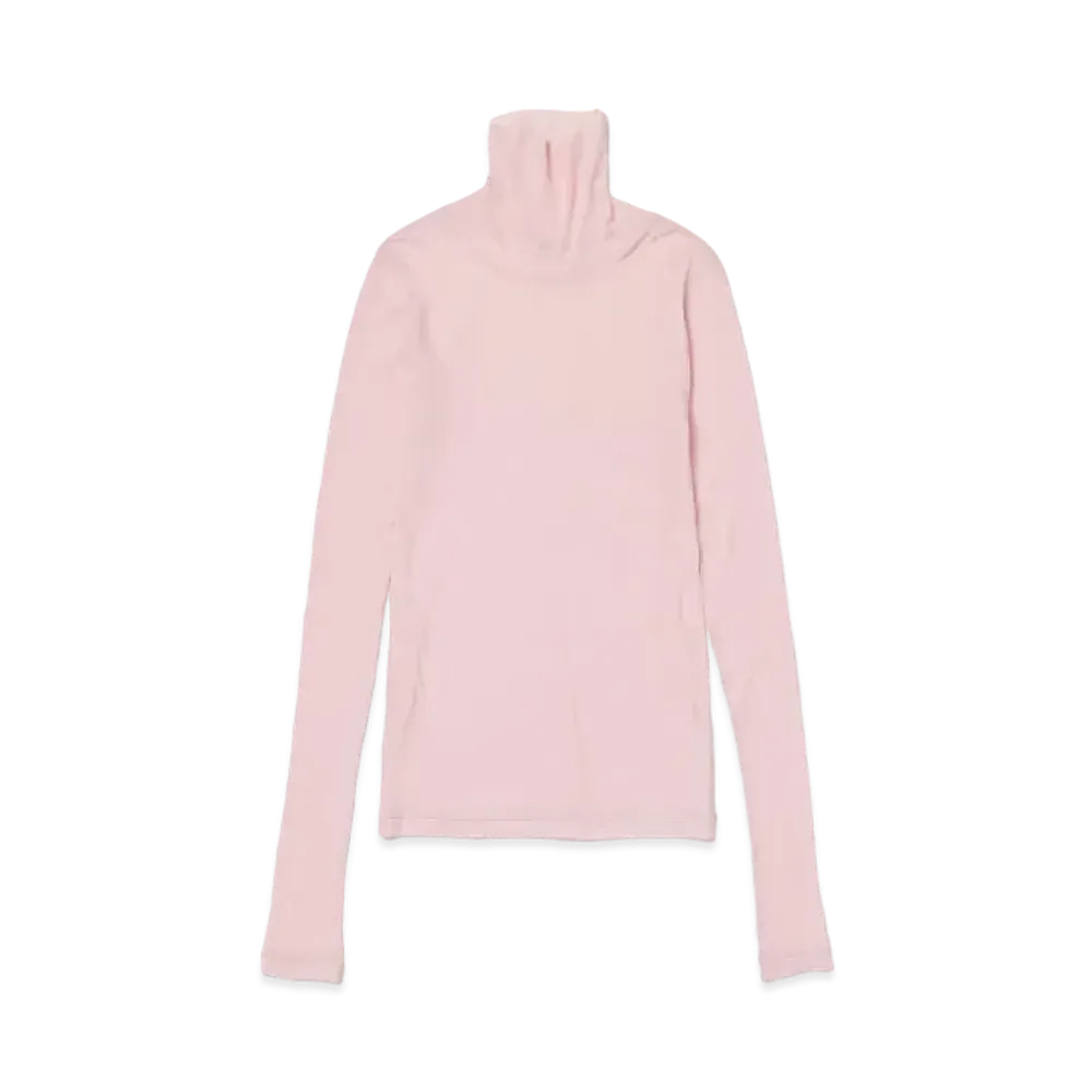 AURALEE High Gauge Sheer Rib Turtle Neck L/S Tee "Pink"