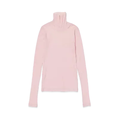 AURALEE High Gauge Sheer Rib Turtle Neck L/S Tee "Pink"