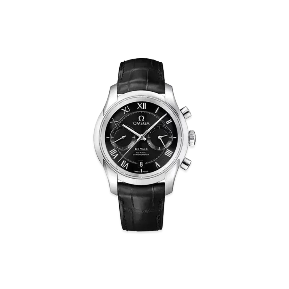 OMEGA De Ville Hour-Vision Co-Axial Chronograph Leather Strap 42MM "Stainless Steel/Black" 431.13.42.51.01.001