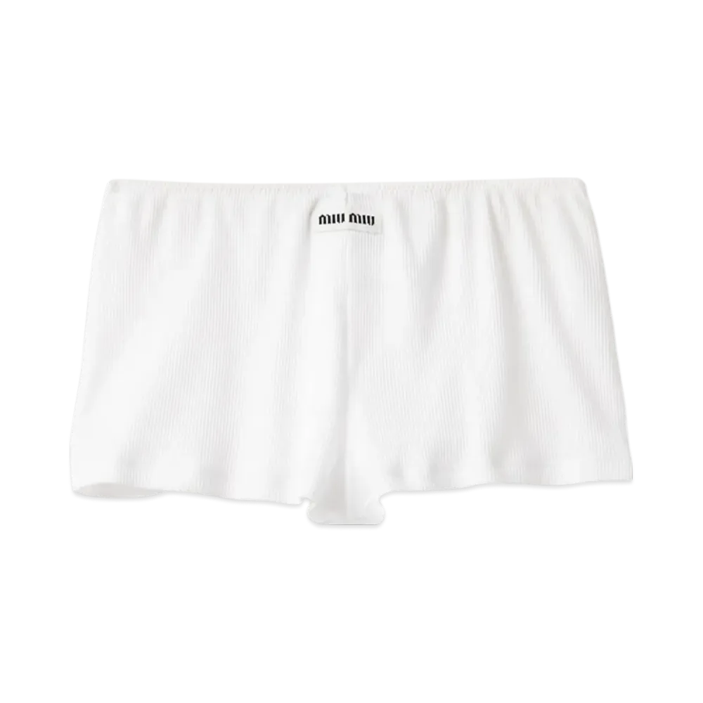 MIU MIU Ribbed Knit Boxer Shorts "White"