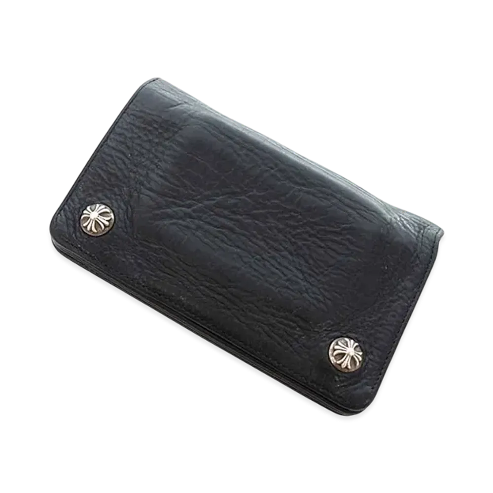 Chrome Hearts 1 Zip Cross Button Leather Wallet "Black"