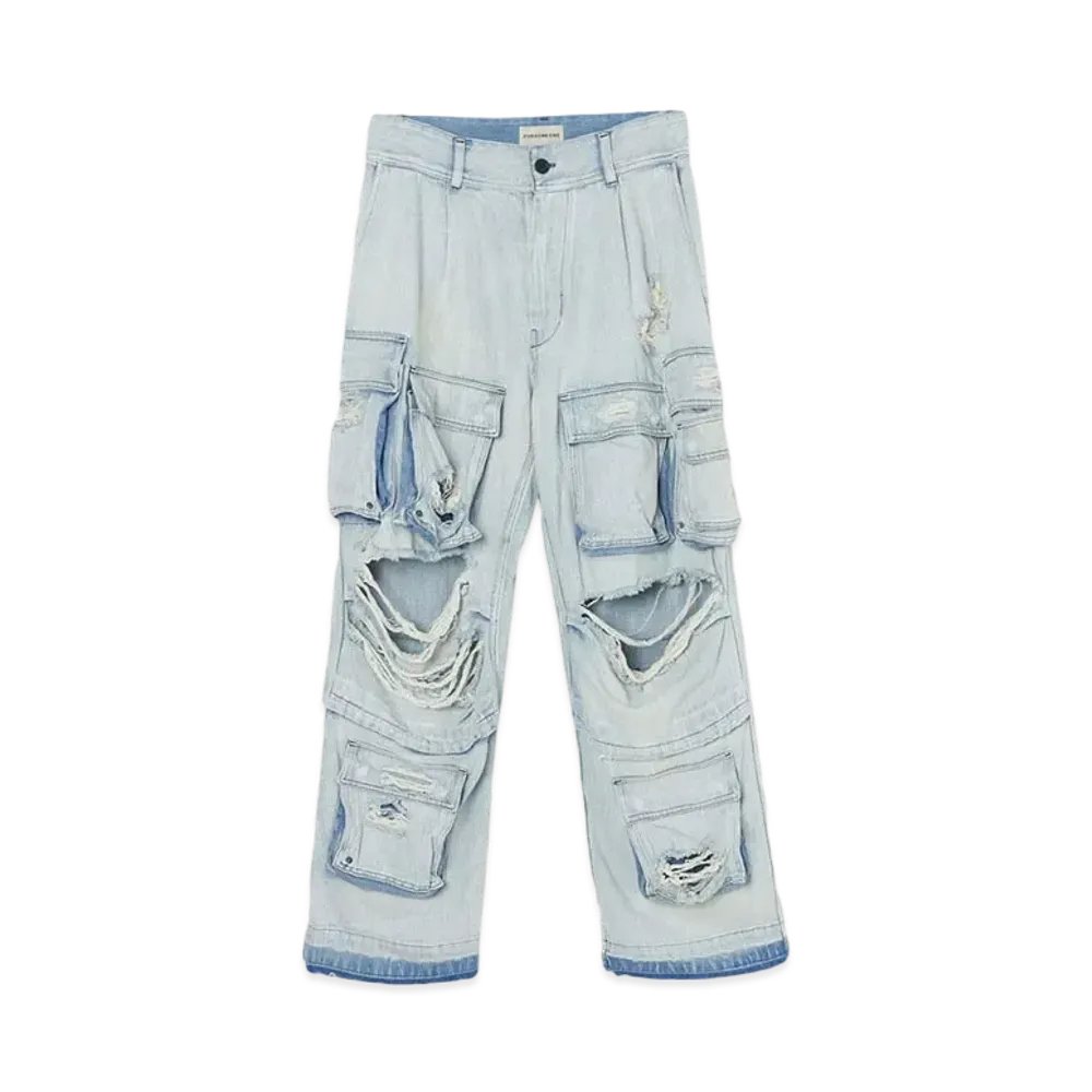 FORSOMEONE DAMAGE DENIM CARGO "INDIGO"