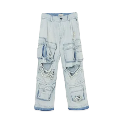 FORSOMEONE DAMAGE DENIM CARGO "INDIGO"