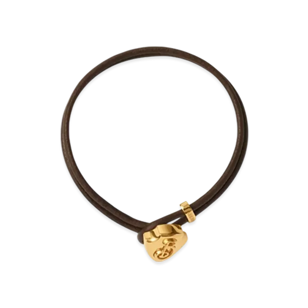 Burberry Leather B Shield Bracelet "Gold/Military"
