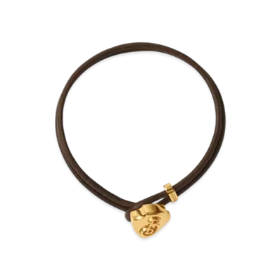 Burberry Leather B Shield Bracelet "Gold/Military"