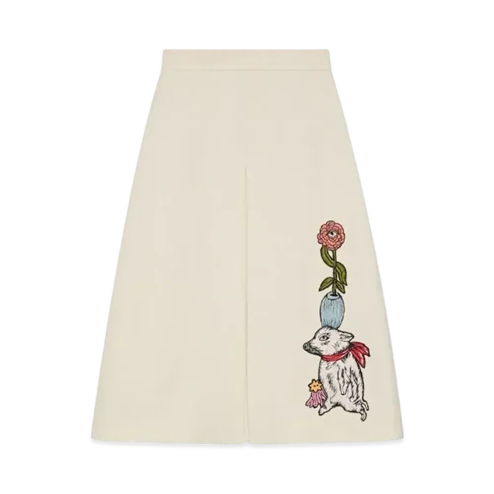 GUCCI x Yuko Higuchi Animal Patch Skirt Japan Exclusive "Off White"