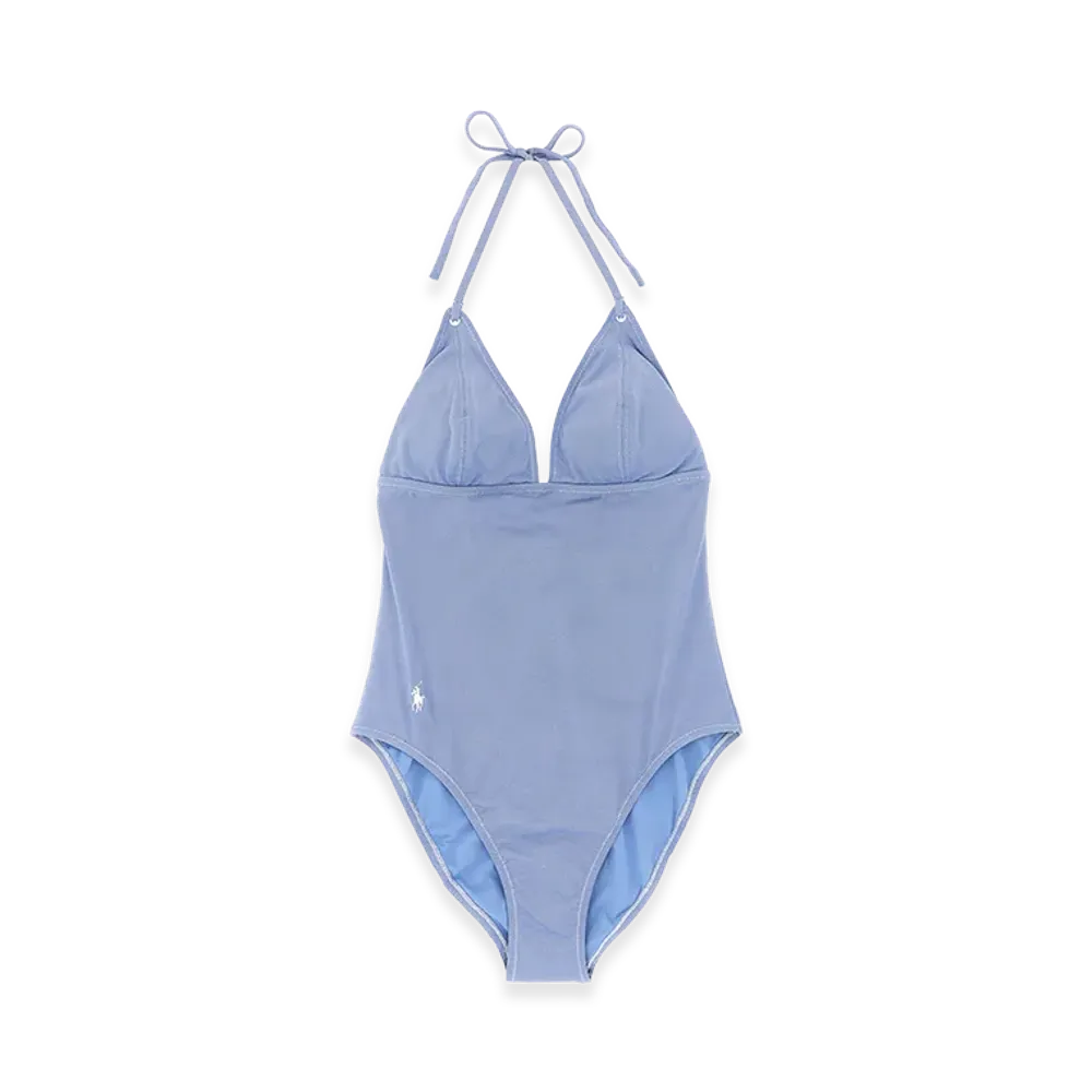 Polo Ralph Lauren Women's Polo One-Piece Swimsuit "Light Blue"