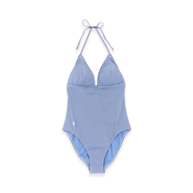 Polo Ralph Lauren Women's Polo One-Piece Swimsuit "Light Blue"