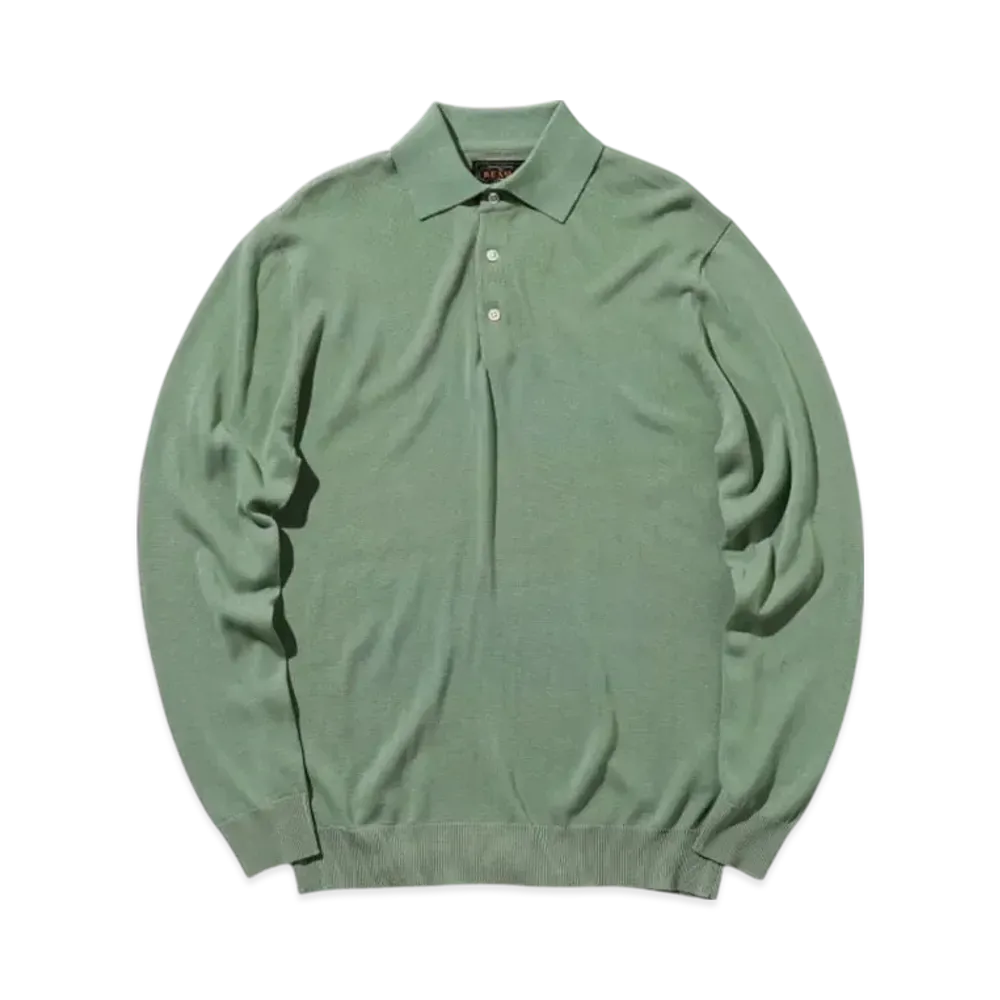 BEAMS Knit Polo 12G "LightGreen"