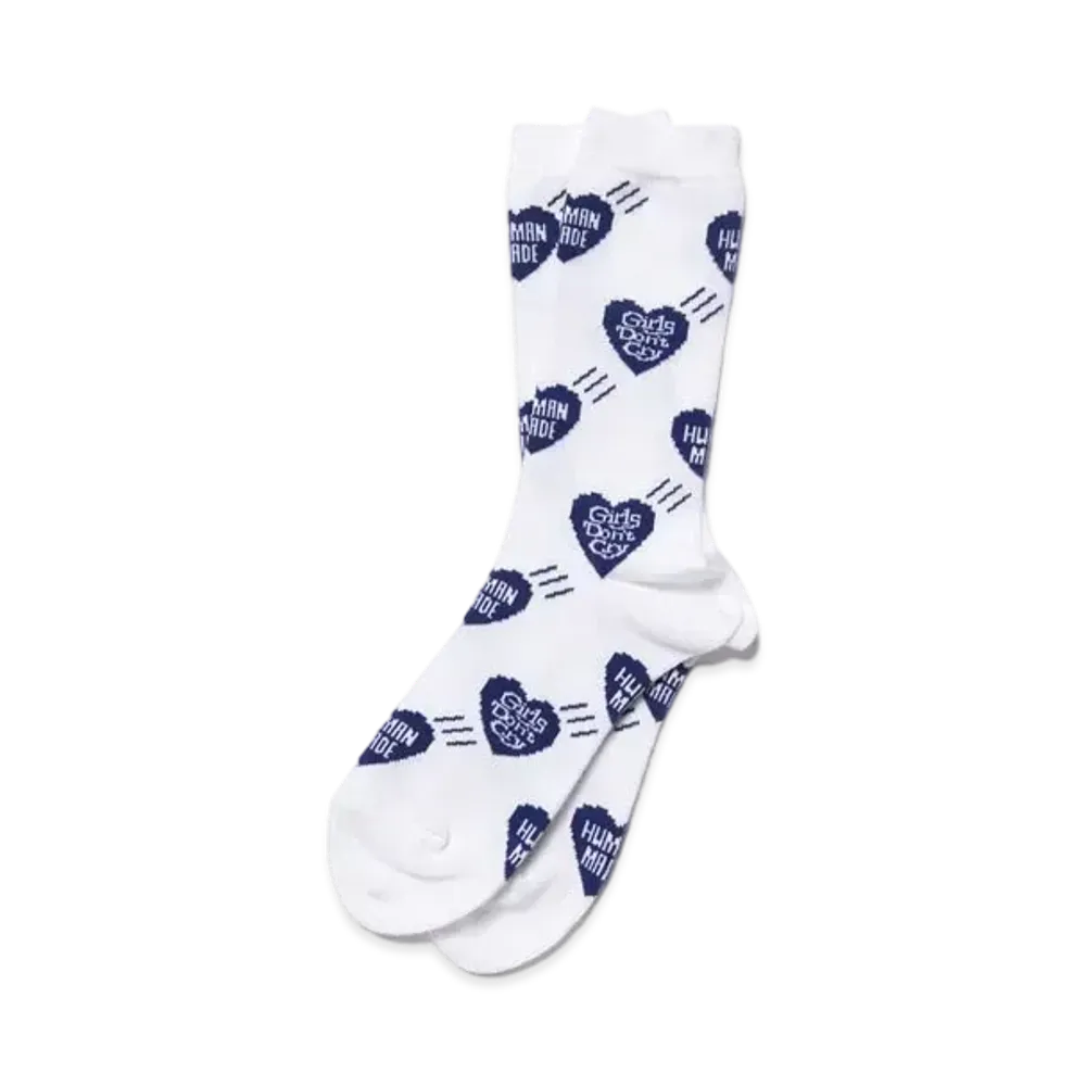 HUMAN MADE Girls Don't Cry at HUMAN MADE 1928 Heart Pattern Socks GDC "White" / VERDY