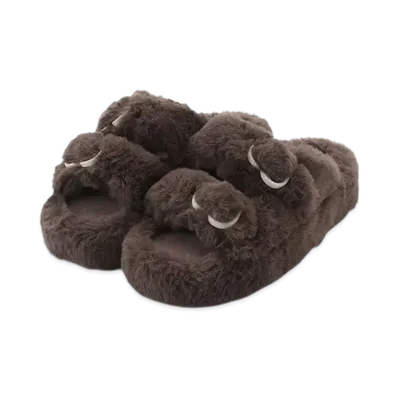 GELATO PIQUE Valentine Heart Buckle Eco Fur Room Shoes "Brown"