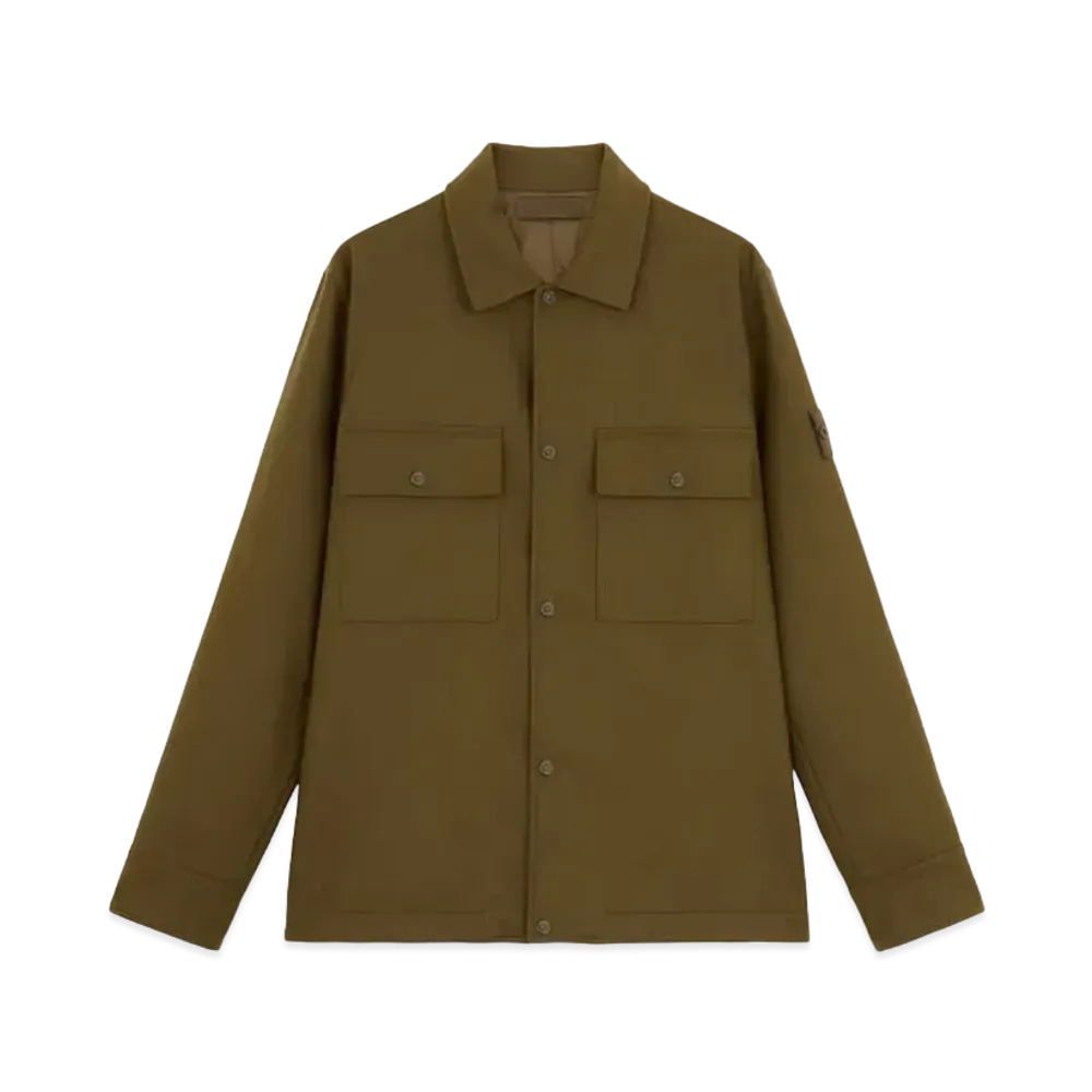 Stone Island 120F4 Wool Nylon Flannel_Stone Island Ghost Piece "Military Green"