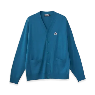 HYSTERIC GLAMOUR Speak No Evil Patch Cardigan "Blue"