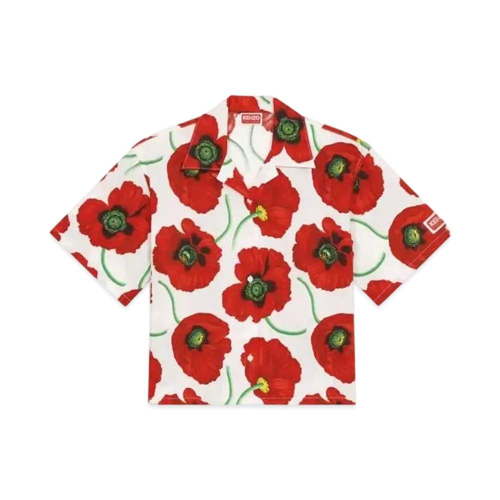 KENZO Women's 'KENZO Women's POPPY' HAWAIIAN POCKET SHIRT "White"