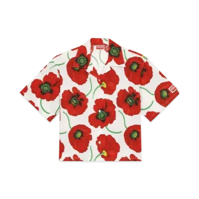 KENZO Women's 'KENZO Women's POPPY' HAWAIIAN POCKET SHIRT "White"