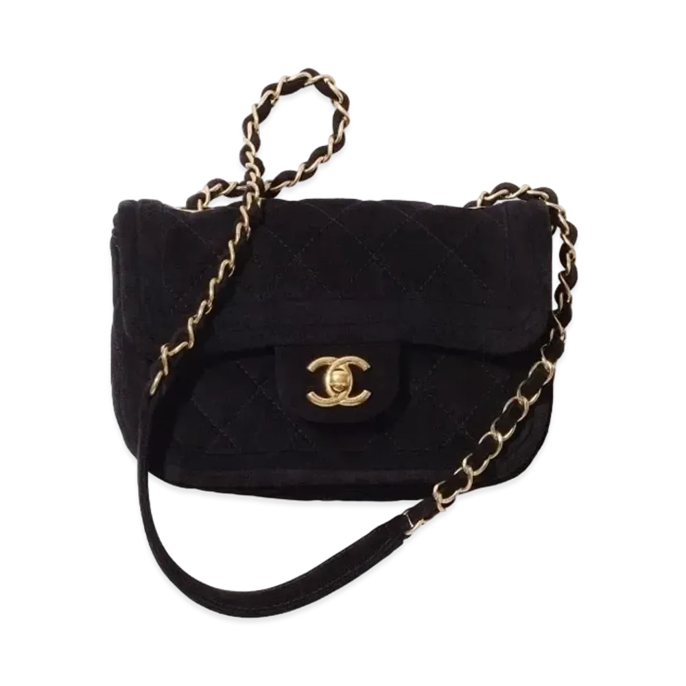 CHANEL Mini Flap Bag Suede Carfskin "Black"