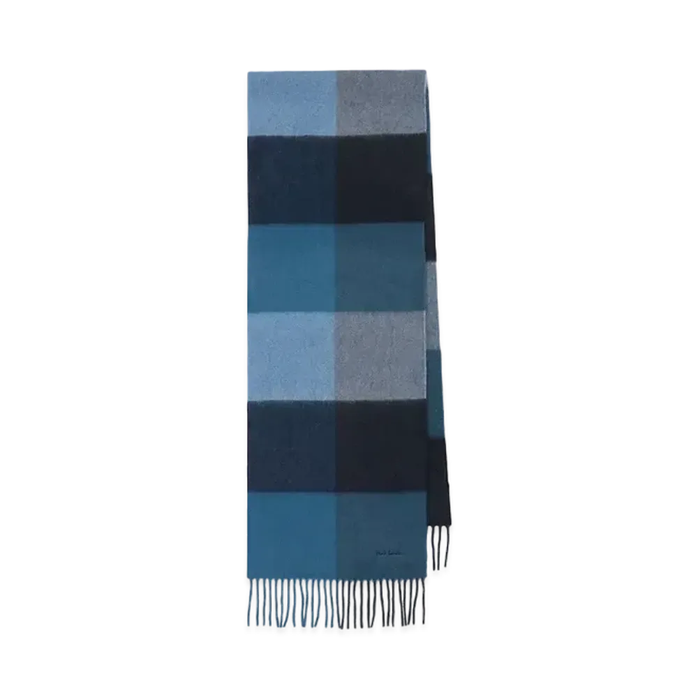Paul Smith Block Check Cashmere Muffler "Navy"