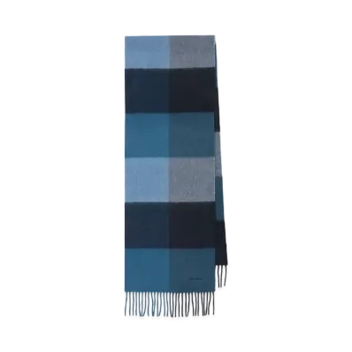 Paul Smith Block Check Cashmere Muffler "Navy"