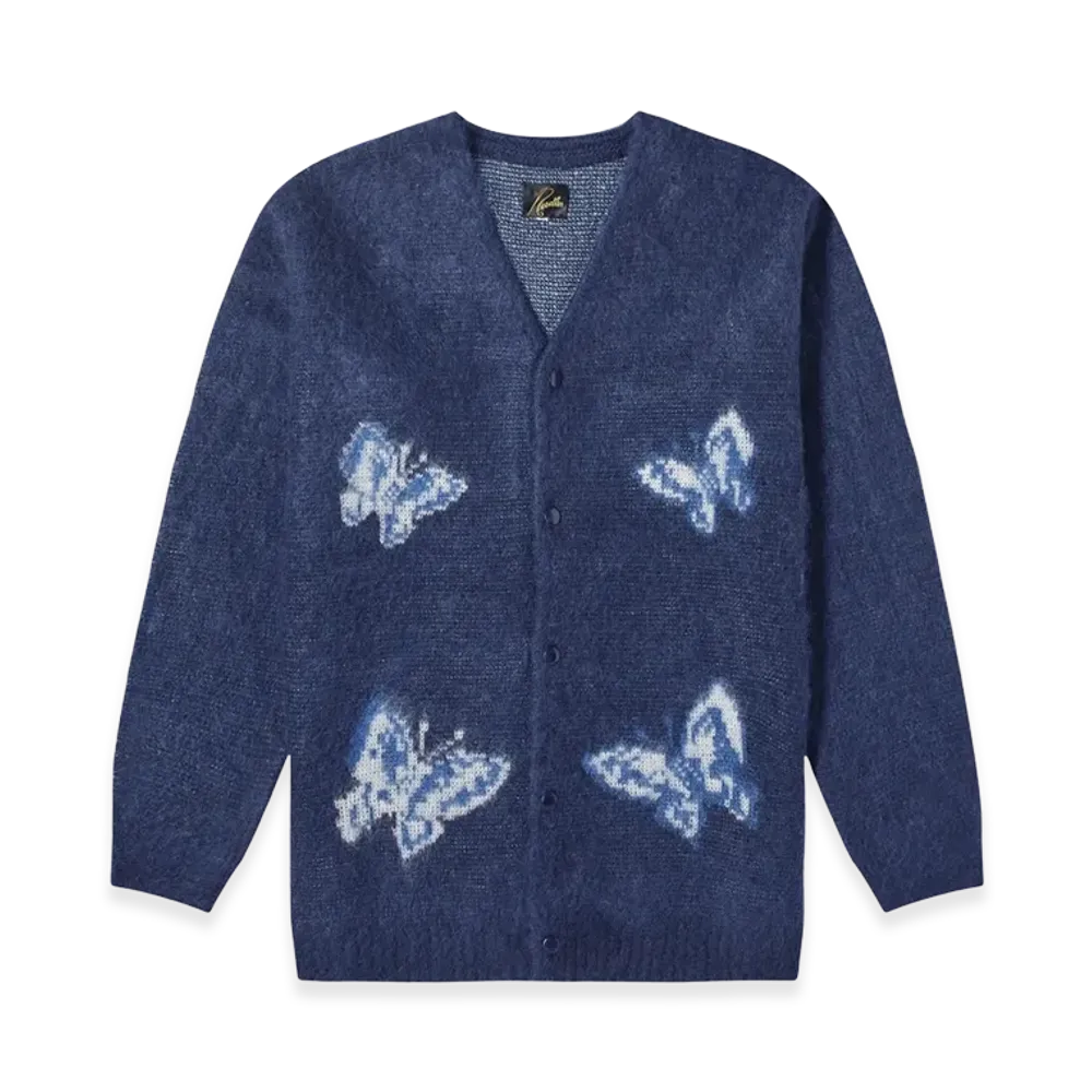 NEEDLES x END. Mohair Cardigan Indigo Wash "Indigo Wash"