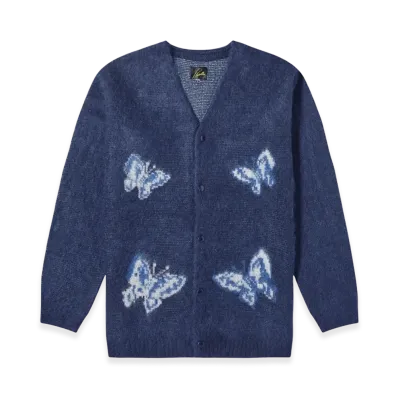 NEEDLES x END. Mohair Cardigan Indigo Wash "Indigo Wash"