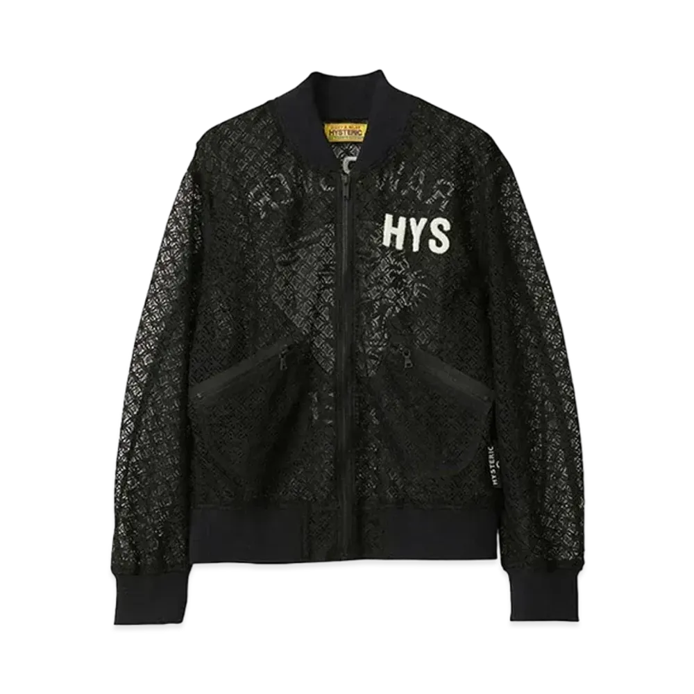 HYSTERIC GLAMOUR Raw Power Hysteric Embroidery Lace Rib Blouson "Black"