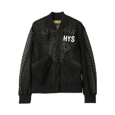 HYSTERIC GLAMOUR Raw Power Hysteric Embroidery Lace Rib Blouson "Black"