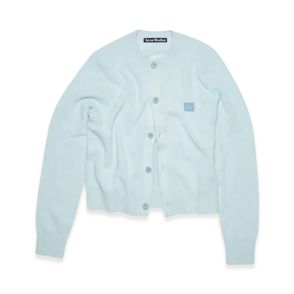 Acne Studios Keva Face Crewneck Cardigan "Blue Melange"