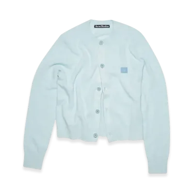Acne Studios Keva Face Crewneck Cardigan "Blue Melange"