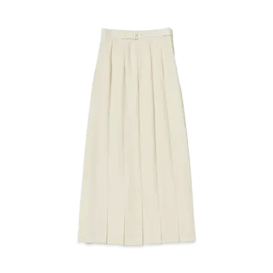 AURALEE Tropical Wool Kid Mohair Pleated Skirt "Ivory"