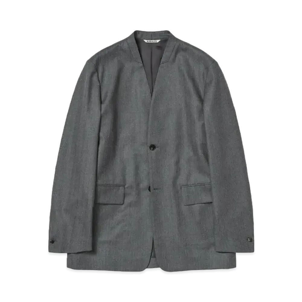 AURALEE Wool Fulling Flannel Stripe Jacket "Top Gray"