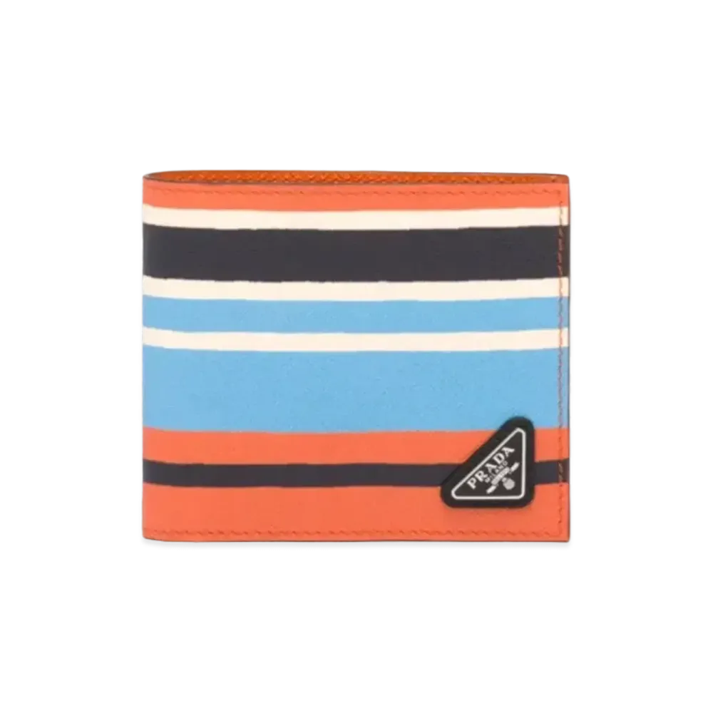 PRADA Print Saffiano Leather Wallet With Coin Pocket "Orange"