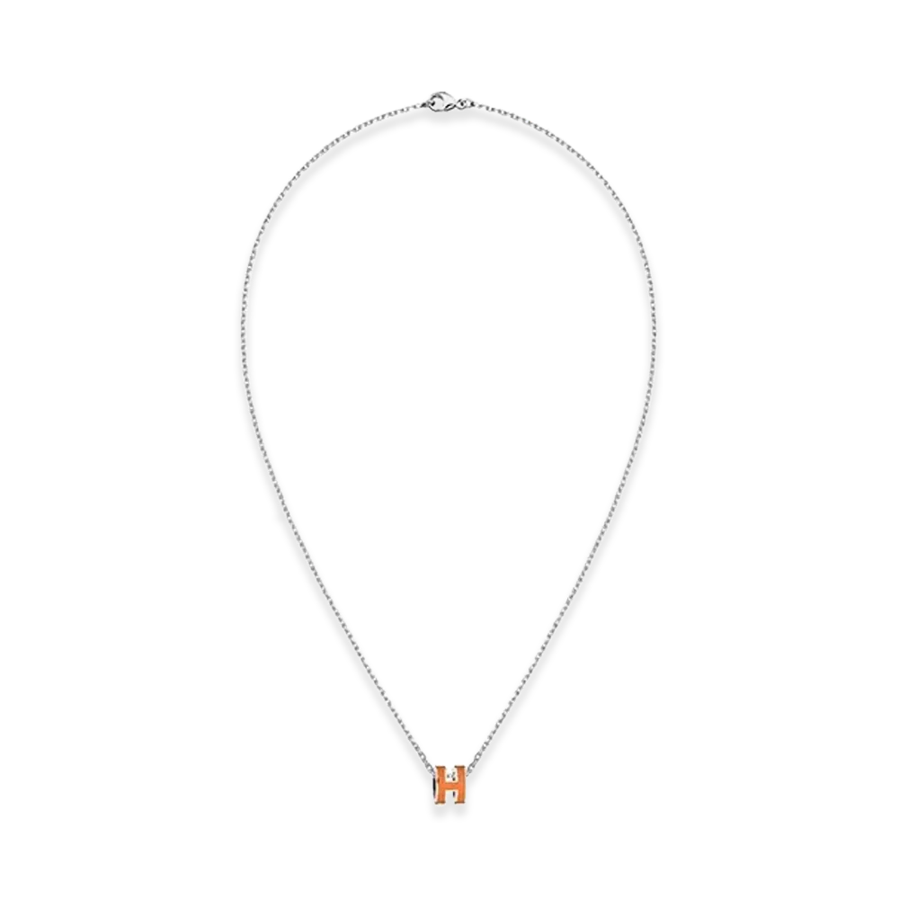 Hermes Mini Pop H Pendant "Palladium/Orange Soie"