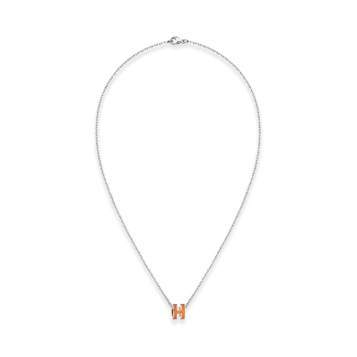Hermes Mini Pop H Pendant "Palladium/Orange Soie"